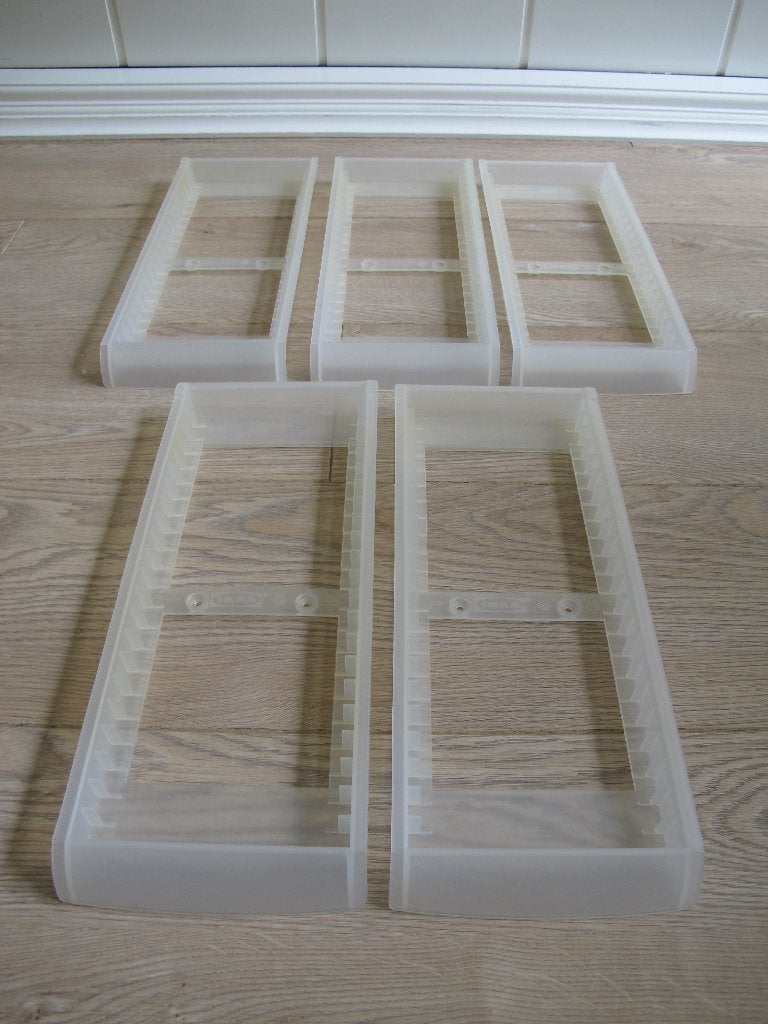 5 x vintage IKEA CD-rek 14139 – kunststof – 22 CD's per rek, Kunststof, Gebruikt, Minder dan 25 discs, Ophalen of Verzenden