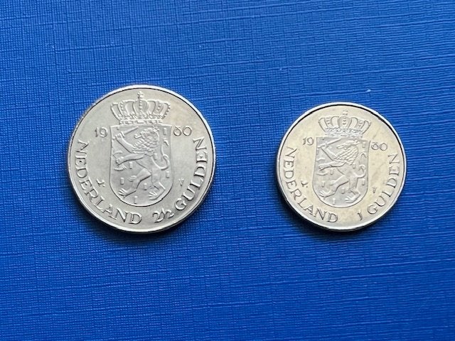 Munt Nederland Beatrix 1 gulden en 2,5 gulden 1980, Postzegels en Munten, Munten | Nederland, Ophalen of Verzenden, Koningin Beatrix