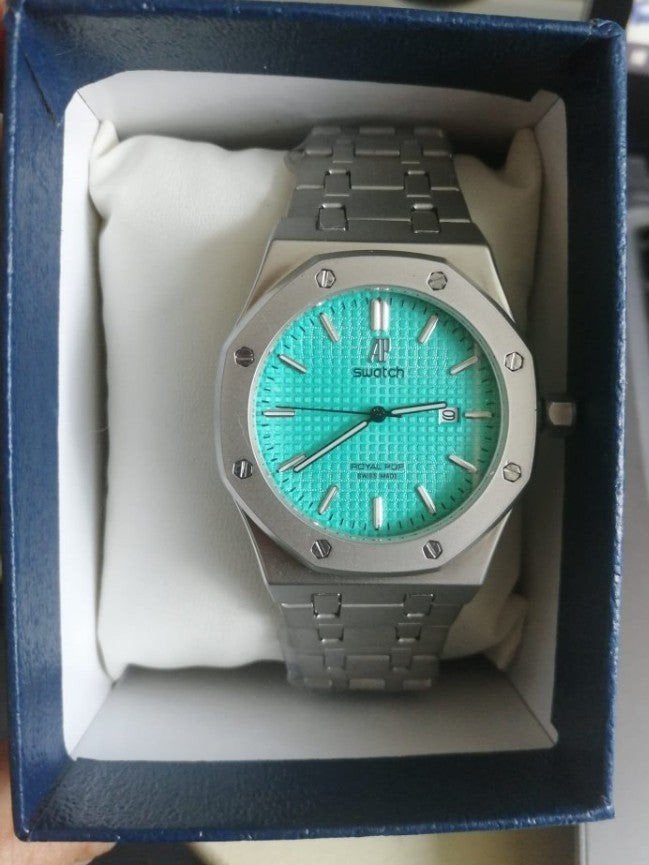 Swatch x Audemars Piguet Heren horloge Turquoise  Nieuw, Staal, Staal, Polshorloge, Swatch