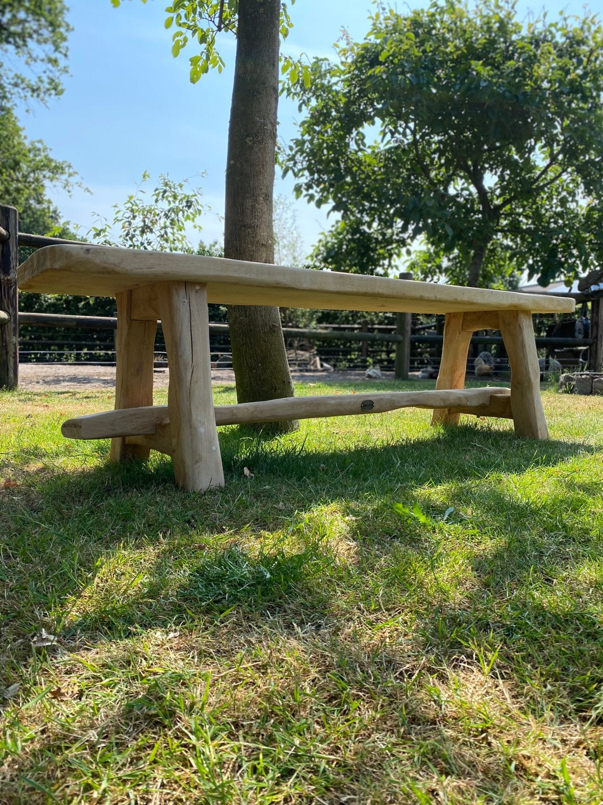 Eikenhouten tuinbank, tafel, hek, oud eiken, maatwerk nieuw, Ophalen of Verzenden, Nieuw, Hout