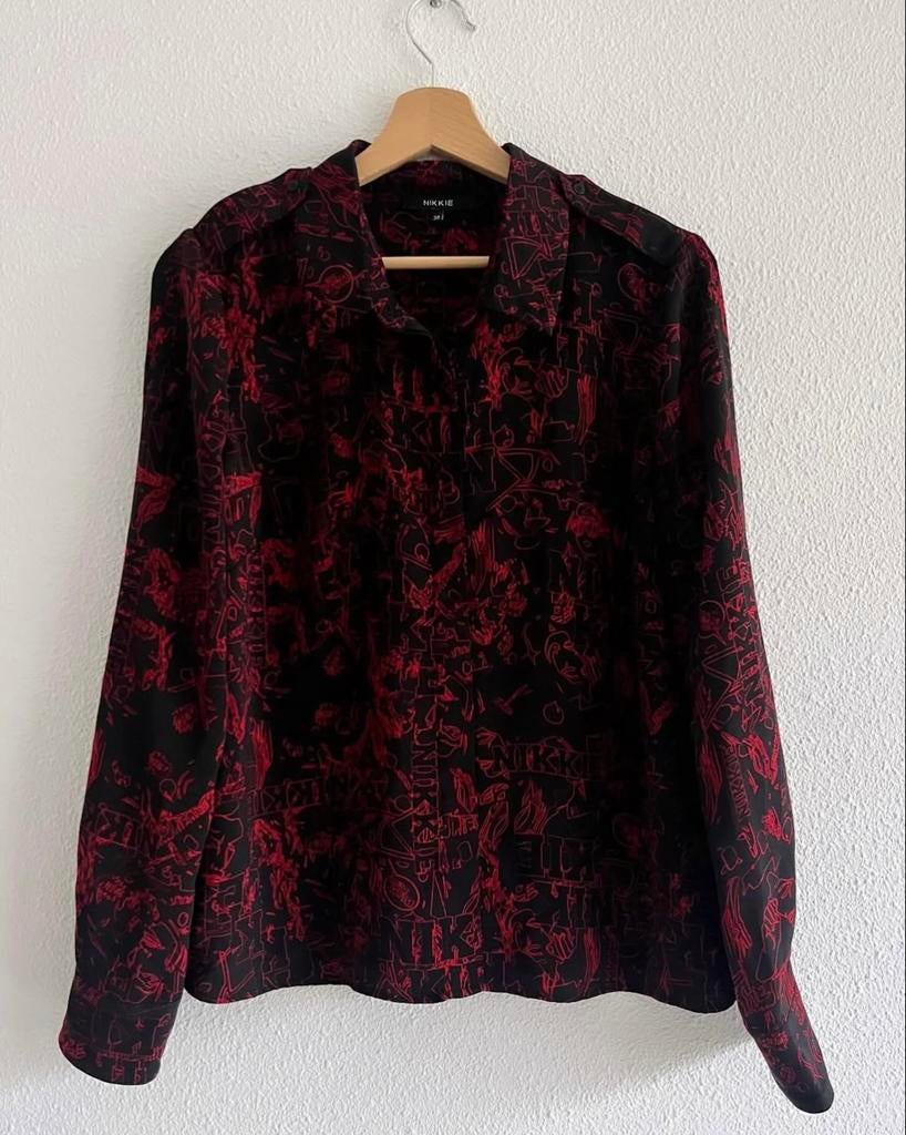 Zwart rode Nikkie blouse maat m, Ophalen of Verzenden, Zo goed als nieuw, Zwart