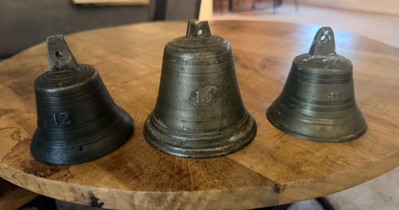 Antieke Messing/Bronzen Bellen Set (3 stuks), Ophalen of Verzenden, Brons
