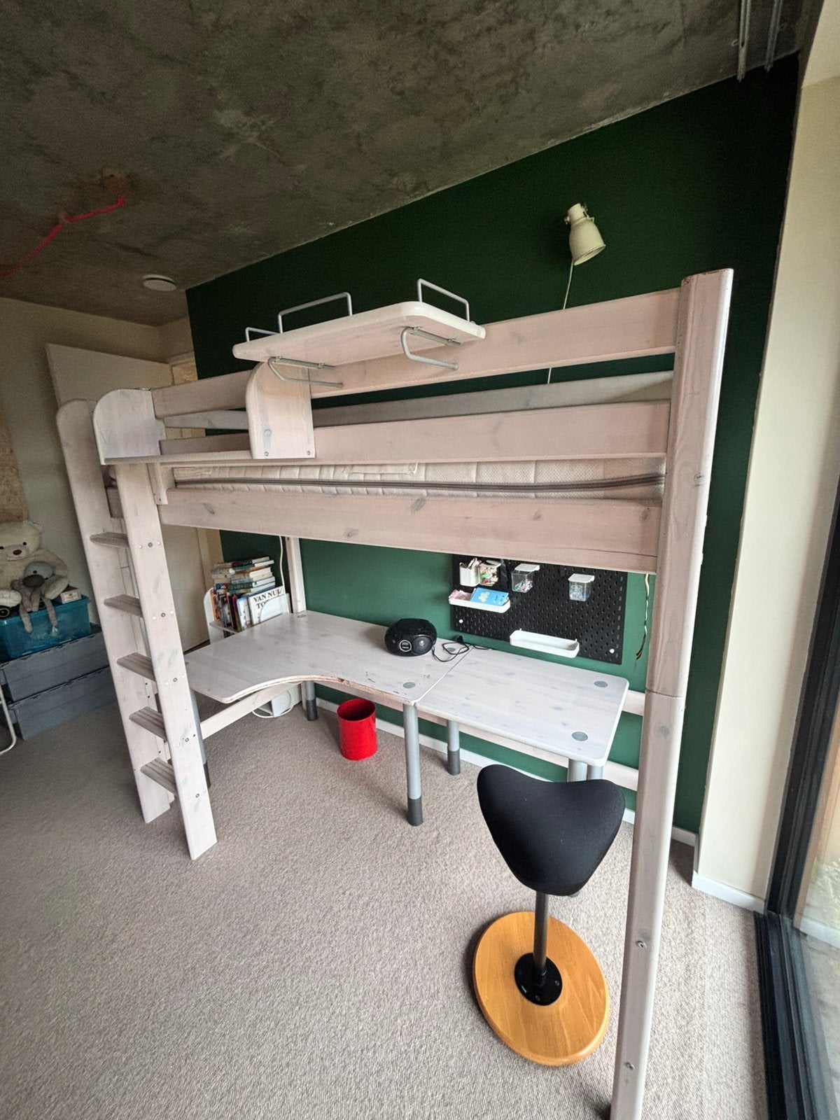 Flexa bureau en kast en verlengstuk voor hoogslaper, Ophalen, Gebruikt, Eenpersoons, Minder dan 160 cm
