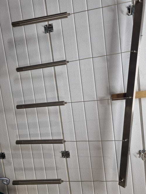 hanglamp met vijf cilinders rvs led, Huis en Inrichting, Lampen | Hanglampen, Ophalen of Verzenden, 'T Olde Gre-j, Info@toldegrej.nl