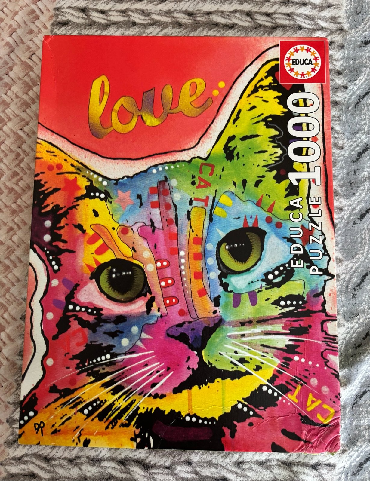 Educa Legpuzzel 1000 stukjes - Dean Russo - Tilt Cat Love, Ophalen of Verzenden, 500 t/m 1500 stukjes, Gebruikt, Legpuzzel