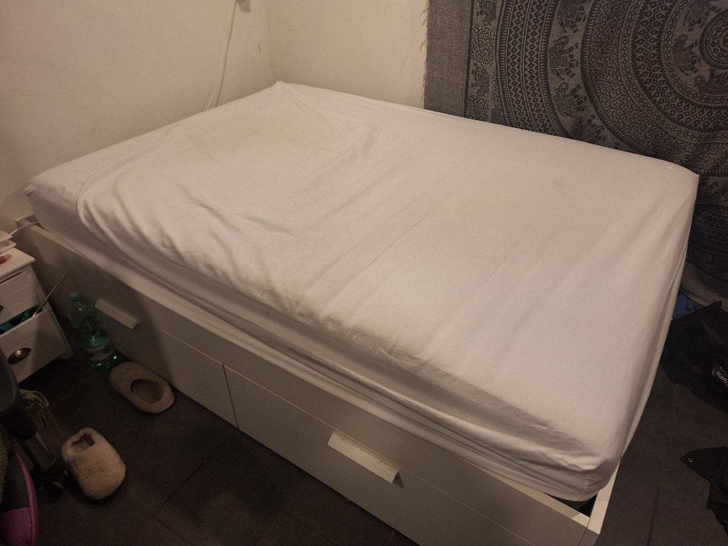 Ikea 2-persoons bed, Ophalen, Gebruikt, Wit, Tweepersoons
