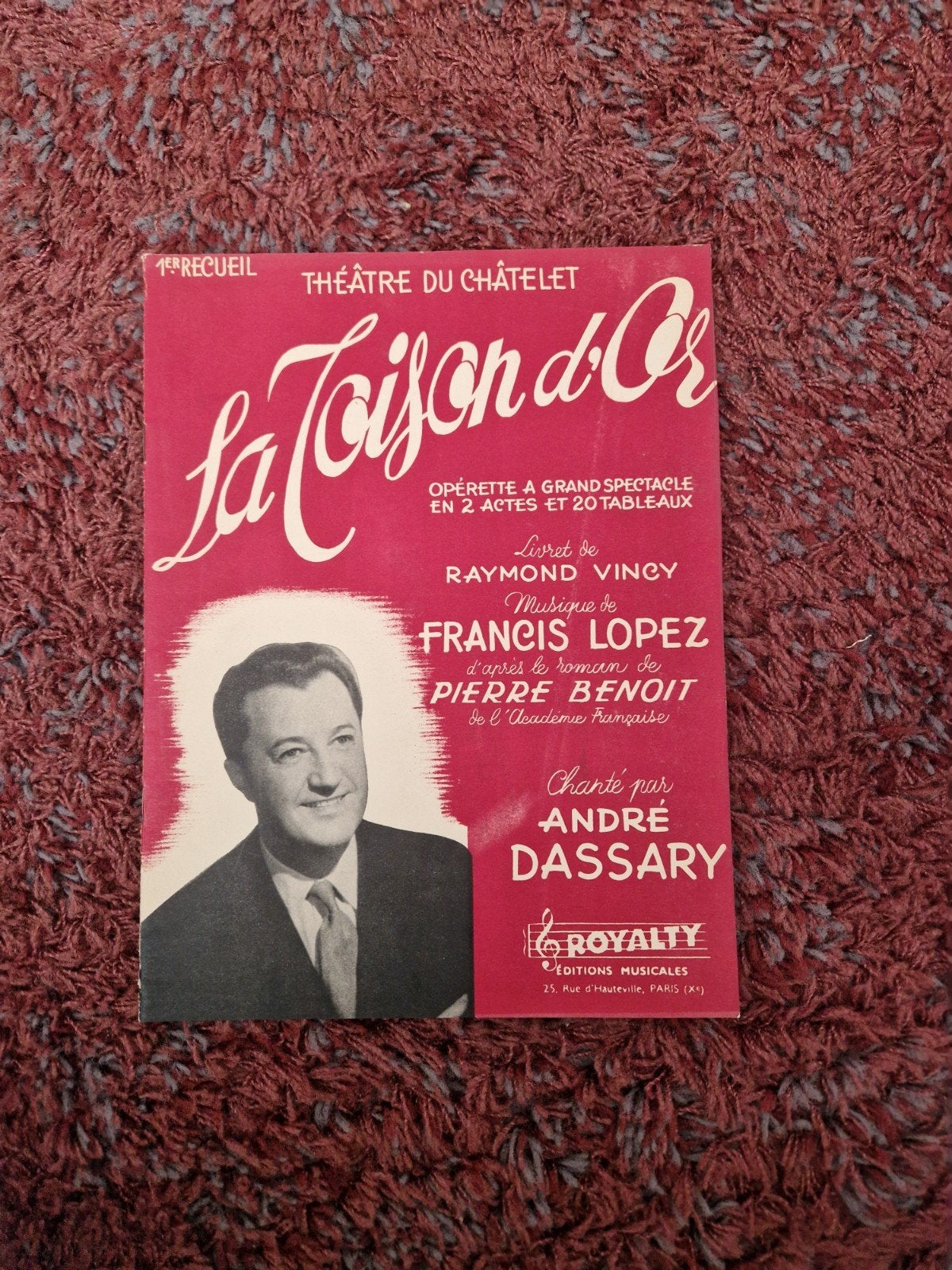 La Toison d'Or - Oude bladmuziek Francis Lopez André Dassary, Muziek en Instrumenten, Bladmuziek, Zang, Gebruikt, Klassiek, Ophalen of Verzenden