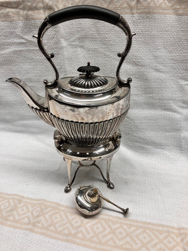 Engelse verzilverde spirit kettle laat-Victoriaans ca. 1900, Verzenden, Zilver