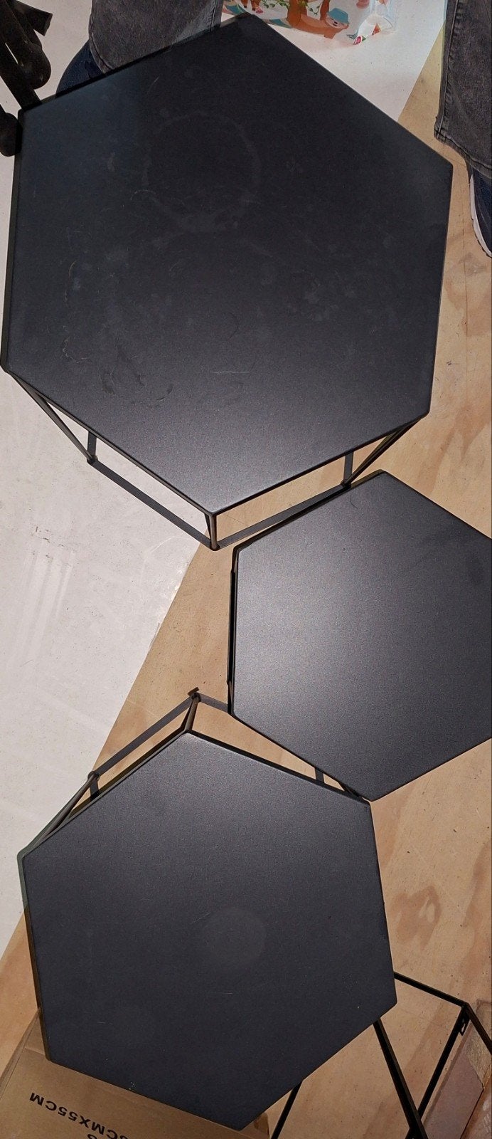 Set van 3 bijzettafels - Zwart metaal, zeshoekig, Minder dan 45 cm, Minder dan 55 cm, Gebruikt, Modern, Industrieel