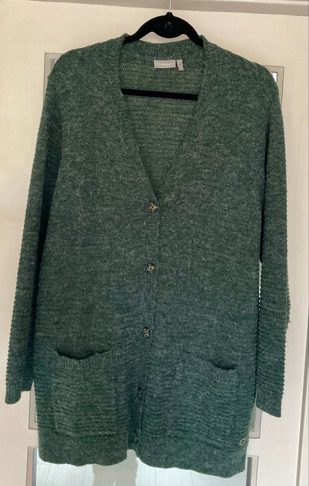Fransa lang groen vest met knopen en zakken - Maat L, Ophalen of Verzenden, Zo goed als nieuw, Maat 42/44 (L), Groen