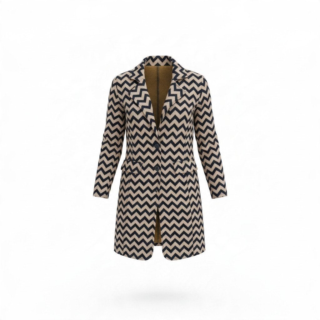Sophia Perla lang vest met zigzagprint maat 38, Maat 38/40 (M), Beige, Ophalen of Verzenden, Zo goed als nieuw