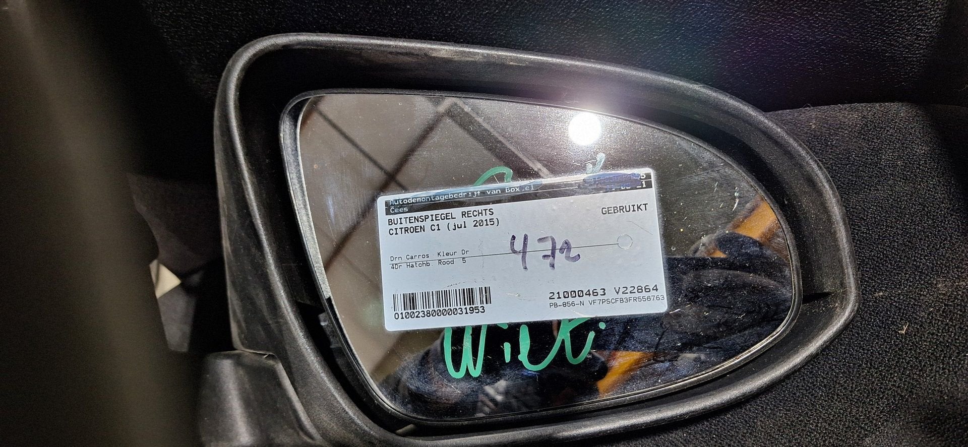 buitenspiegel rechts  Citroën C1 uit juli 2015, Gebruikt, -, -, Ophalen of Verzenden