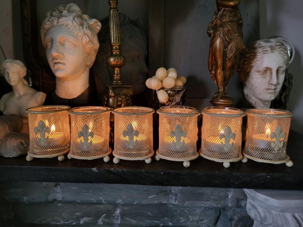 Fleur de Lis Theelichthouders, Ophalen of Verzenden, Zo goed als nieuw, Overige materialen, Minder dan 25 cm