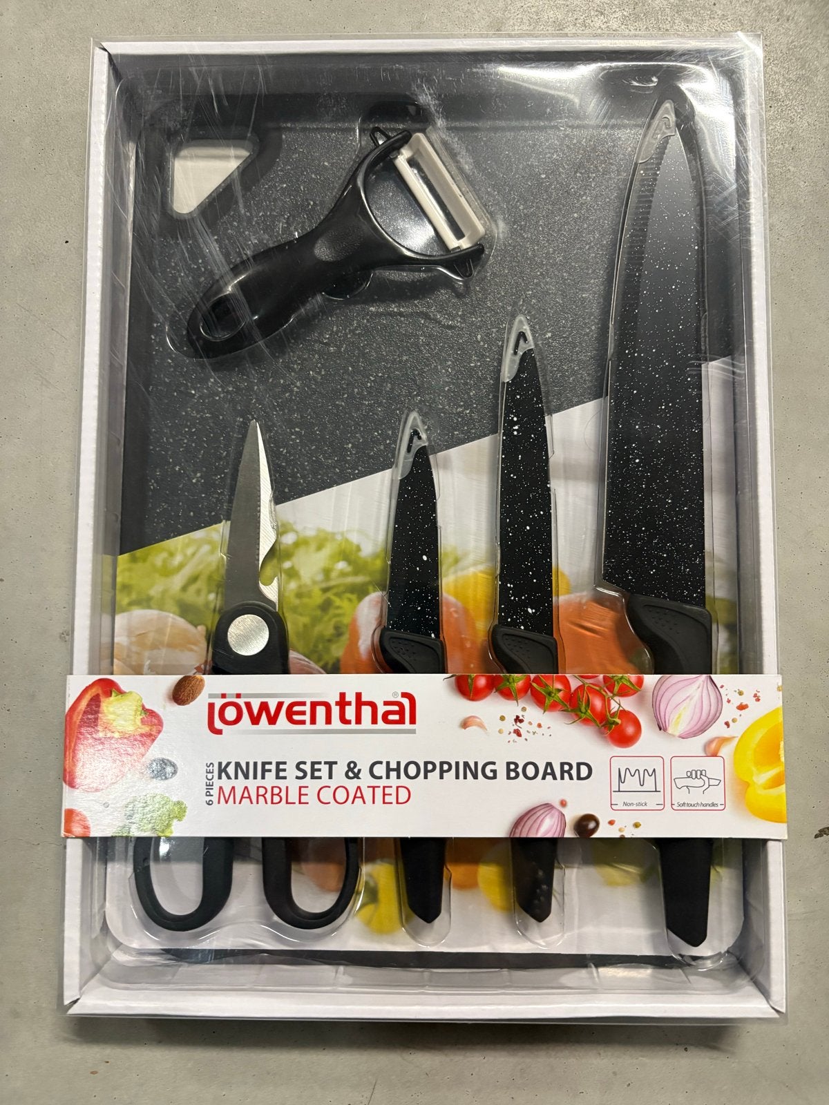 Löwenthal Messenset & Snijplank - 9-delig Marmer Coating, Overige typen, ., Nieuw, Ophalen of Verzenden