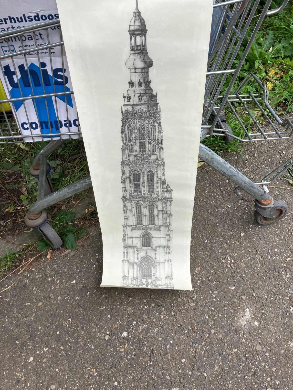 ONZE LIEVE VROUWE TOREN BREDA, Ophalen of Verzenden, Tekening, Potloodtekening, Origineel