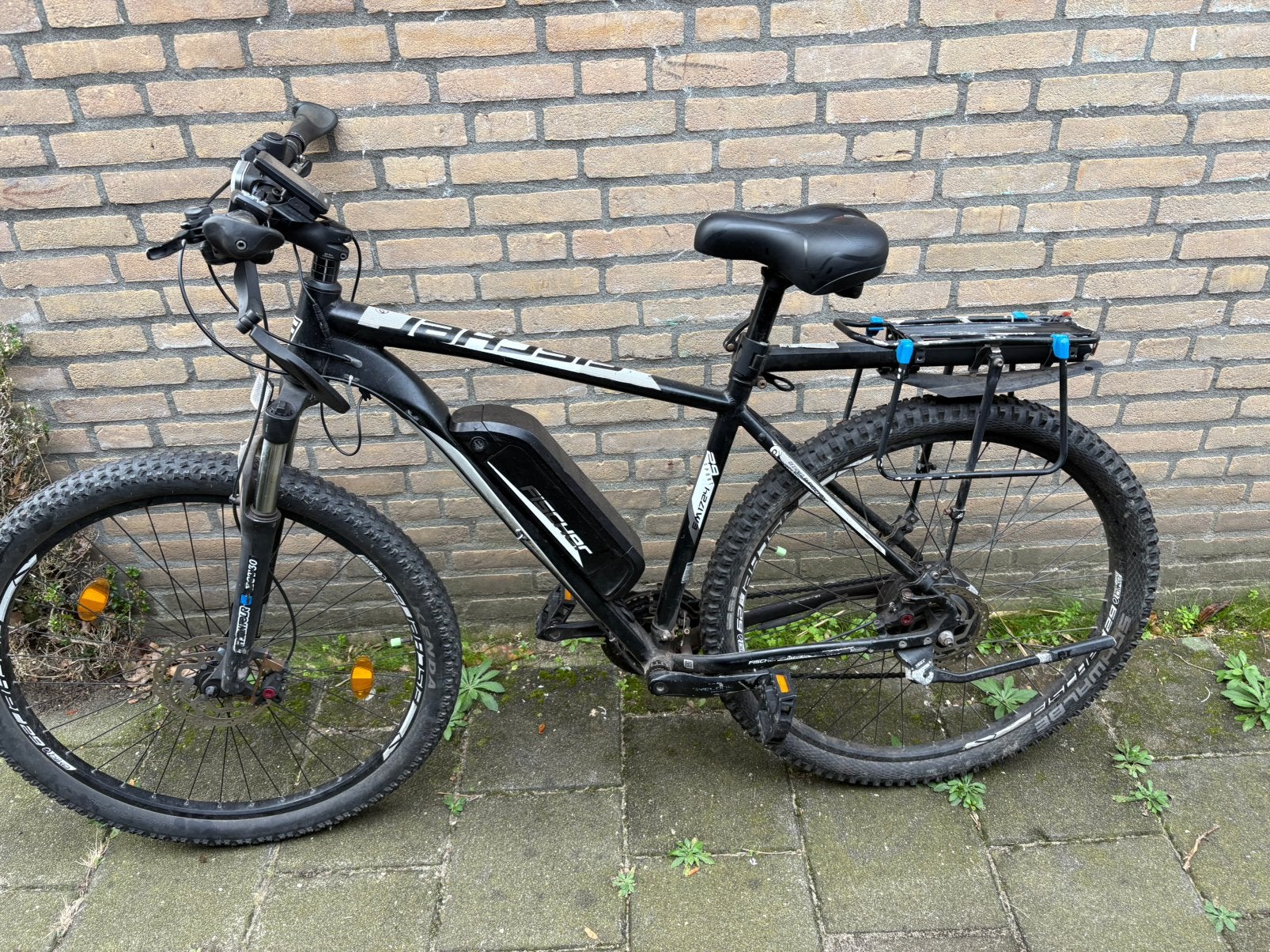 Stoere elektrische mountainbike, 28 inch, Gebruikt, 57 tot 61 cm, Meer dan 20 versnellingen