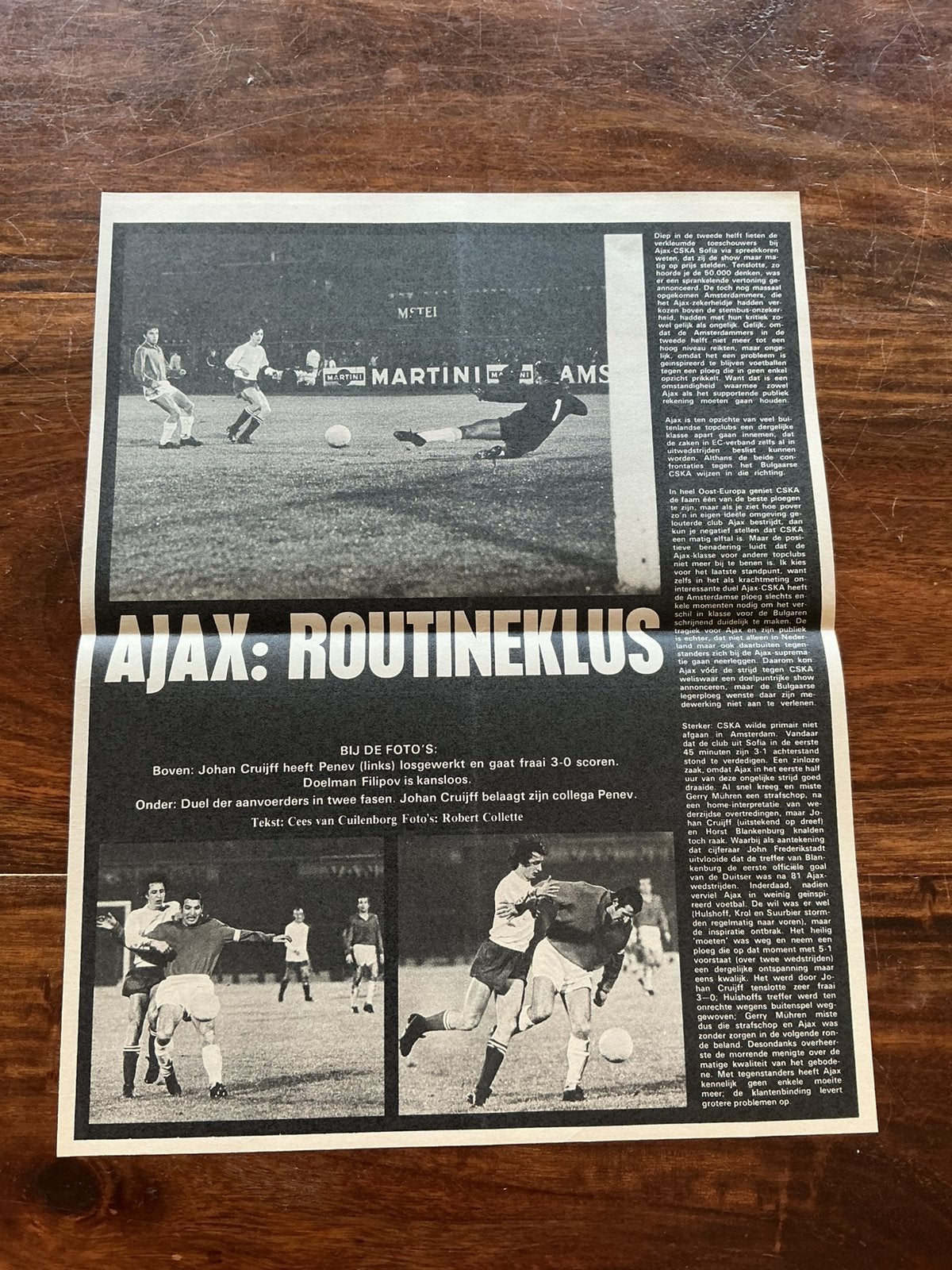 Voetbal artikel Ajax CSKA Sofia december 1972 Cruijff, Ophalen of Verzenden, Knipsel(s)