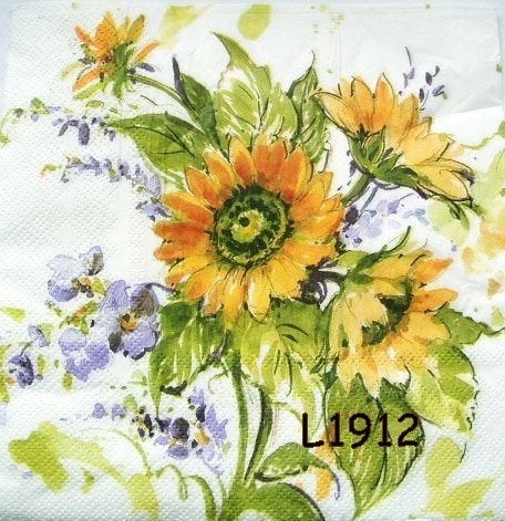 Servetten decoupage/bullet journal - Zonnebloemen L1912, Verzenden, Nieuw