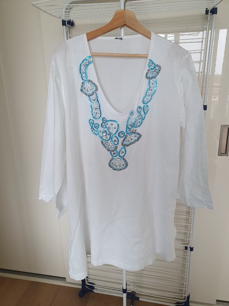 Dames tuniek, Verzenden, Zo goed als nieuw, Maat 46/48 (XL) of groter, Wit