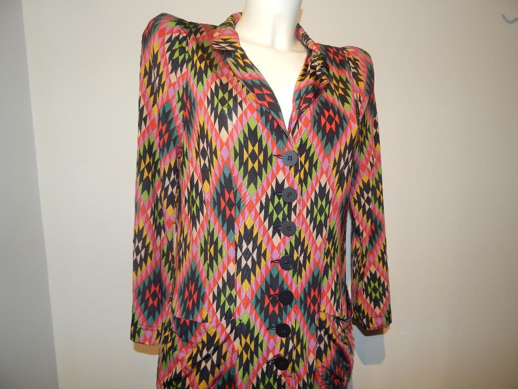 ML Collections kleurrijke stretch jurk power shoulder 44, Overige kleuren, Verzenden, Maat 42/44 (L), Zo goed als nieuw