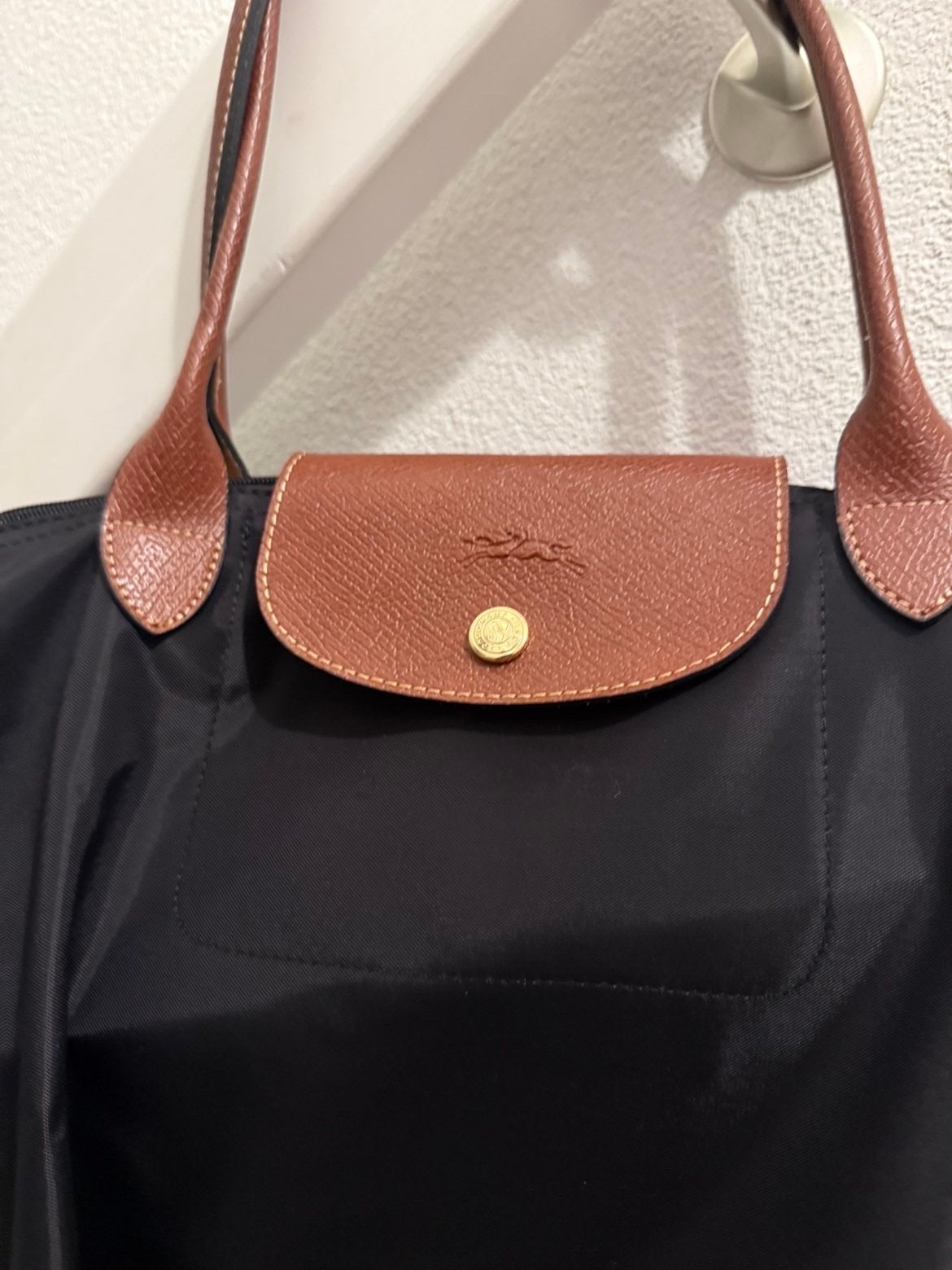 Longchamp Le Pliage Shopper Tas Maat L Zwart, Ophalen of Verzenden, Gebruikt, Zwart, Shopper