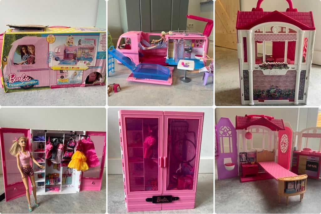 Barbie spullen: DreamCamper,  Barbiehuis, kledingkast, Ophalen of Verzenden, Gebruikt, Barbie
