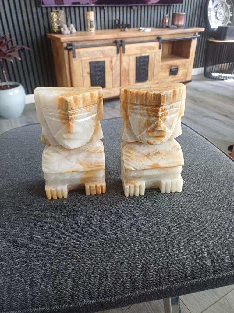 Vintage totem maya azteekse boekensteunen marmer, Antiek en Kunst, Ophalen of Verzenden