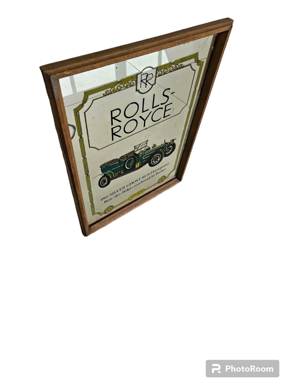 Rolls-Royce - Rolls Royce reclamespiegel - Glas, Hout, Huis en Inrichting, Minder dan 50 cm, ., Ophalen of Verzenden, Zo goed als nieuw