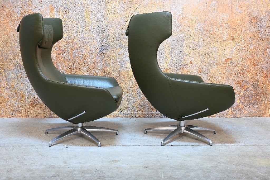 ZGAN 2  leren Leolux Caruzzo design draai/relaxfauteuils, Leolux, Leolux, 75 tot 100 cm, Ophalen of Verzenden