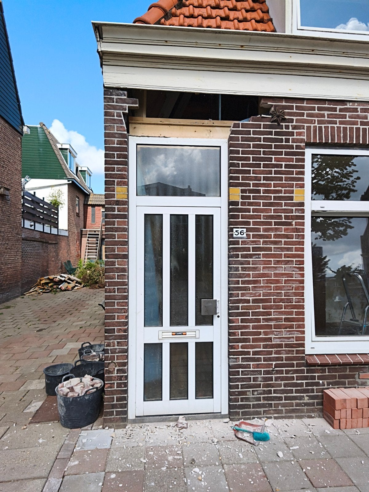 Gebruikte aluminium voordeur met dubbelglas, gratis ophalen, Doe-het-zelf en Verbouw, Ophalen