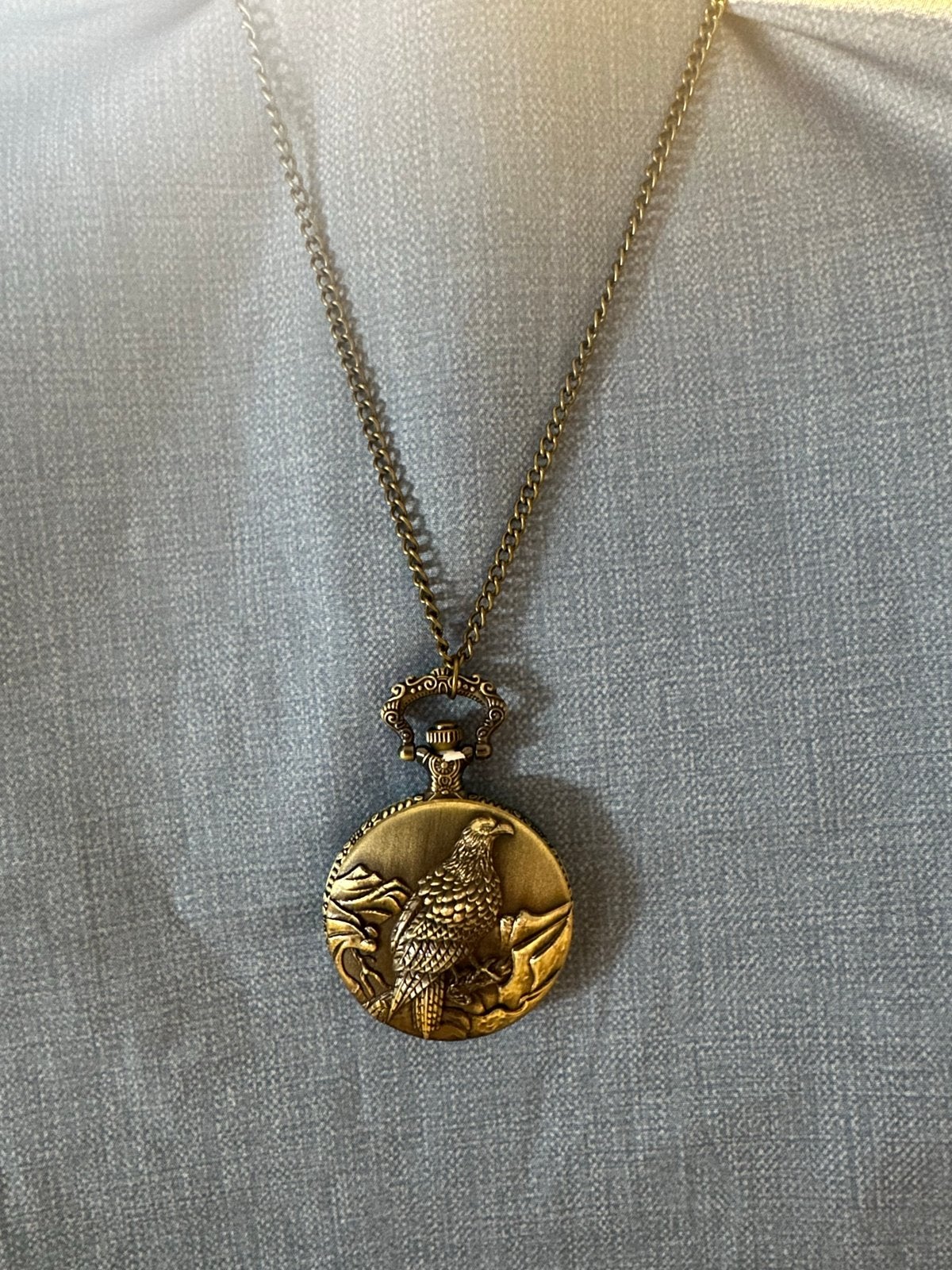 Zakhorloge met Adelaar Reliëf en Ketting, Overige merken, Overige materialen, Zakhorloge, Ophalen of Verzenden