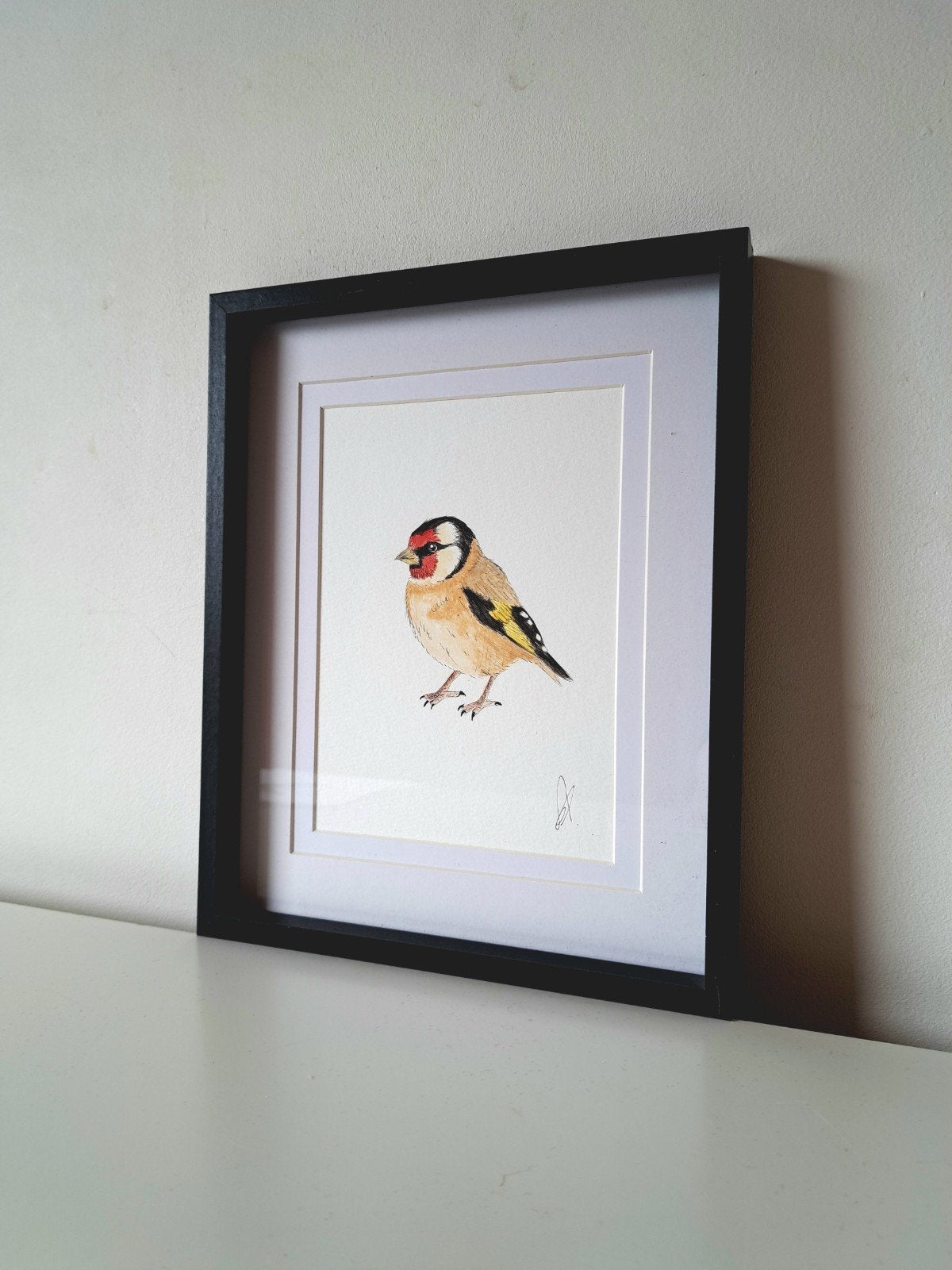 Aquarel schilderij puttertje origineel | Inclusief lijst, Ophalen of Verzenden