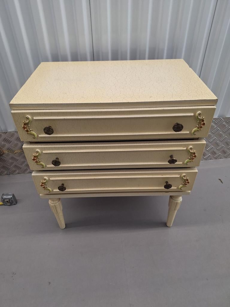 Vintage ladekastje met 3 laden - Crèmekleurig, Ophalen, Gebruikt, Vintage, Klassiek, 50 tot 100 cm