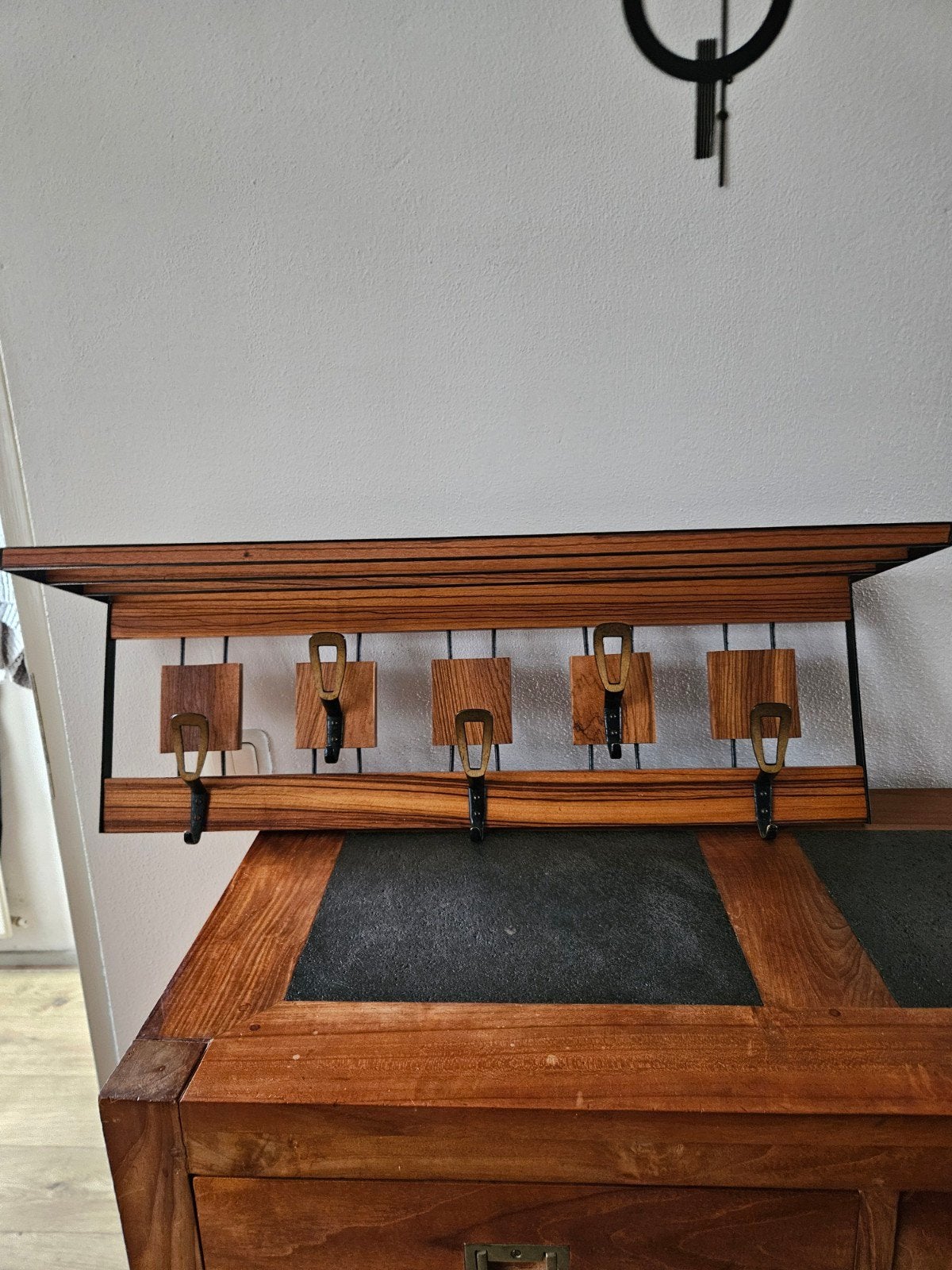 Vintage Kapstok Brovorm Haarlem Zebrano Hout, Gebruikt, Minder dan 100 cm, Hout, Ophalen