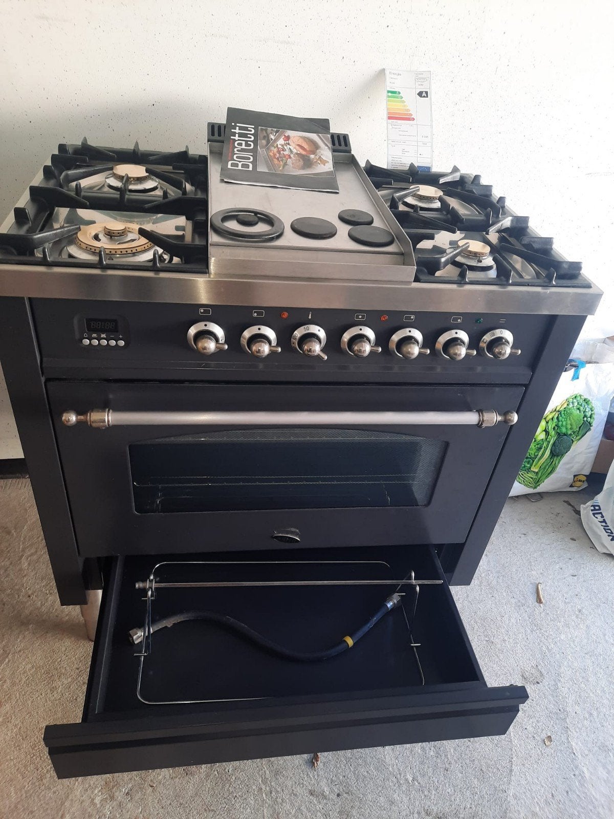 Boretti gasfornuis, 60 cm of meer, Ophalen of Verzenden, Zo goed als nieuw, Energieklasse A of zuiniger