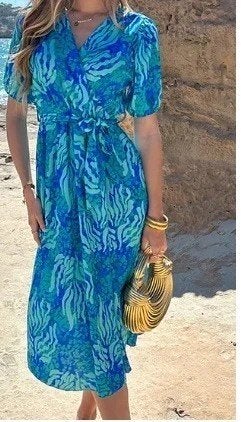 Zomerjurk dames wikkeljurk maat S/M (nieuw met prijskaartje), Kleding | Dames, Jurken, Blauw, Nieuw, Ophalen of Verzenden, Maat 36 (S)