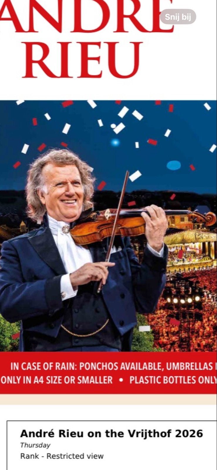 Andre rieu 2 juli 2 kaartjes vrijthof, Tickets en Kaartjes, Twee personen, Juli