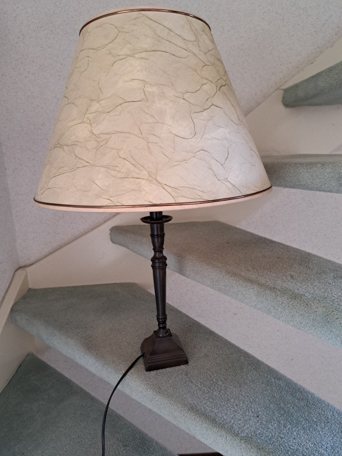 Vintage Tafellamp met Crèmekleurige Kap, Metaal, Gebruikt, Meerkleurig, Ophalen of Verzenden