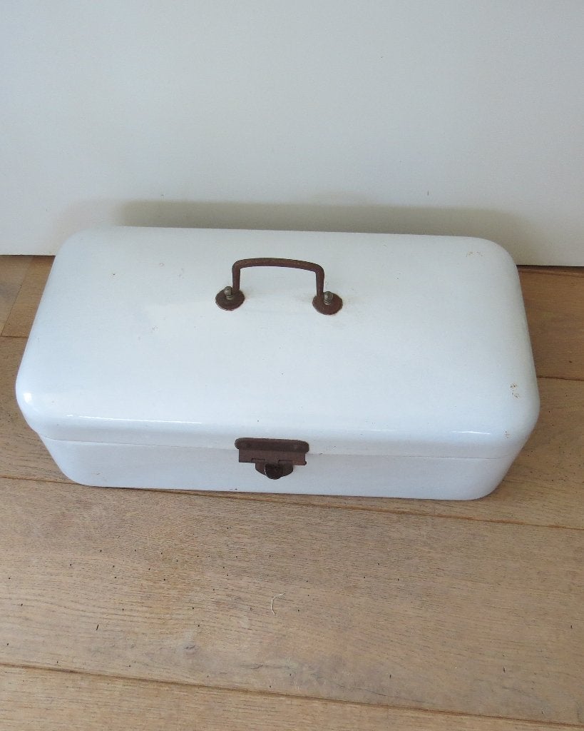 Witte vintage brooddoos broodtrommel, Antiek en Kunst, Ophalen