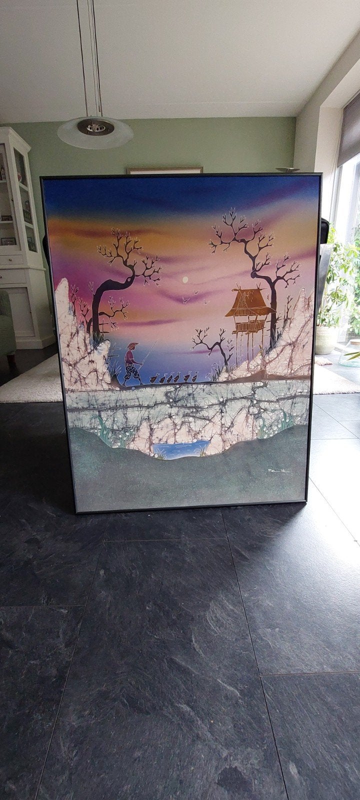 Batik, Ophalen, Gebruikt, 50 tot 75 cm, Schilderij