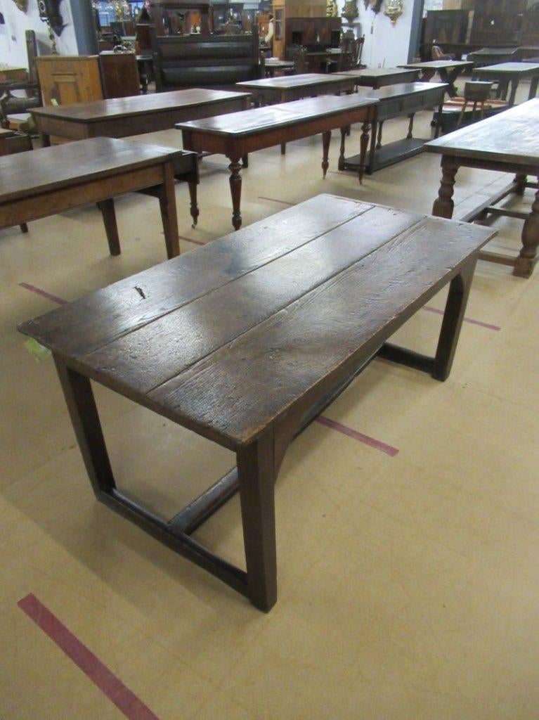 Oer 11752 18e eeuwse eiken boerentafel met mooi geleefd blad, Ophalen