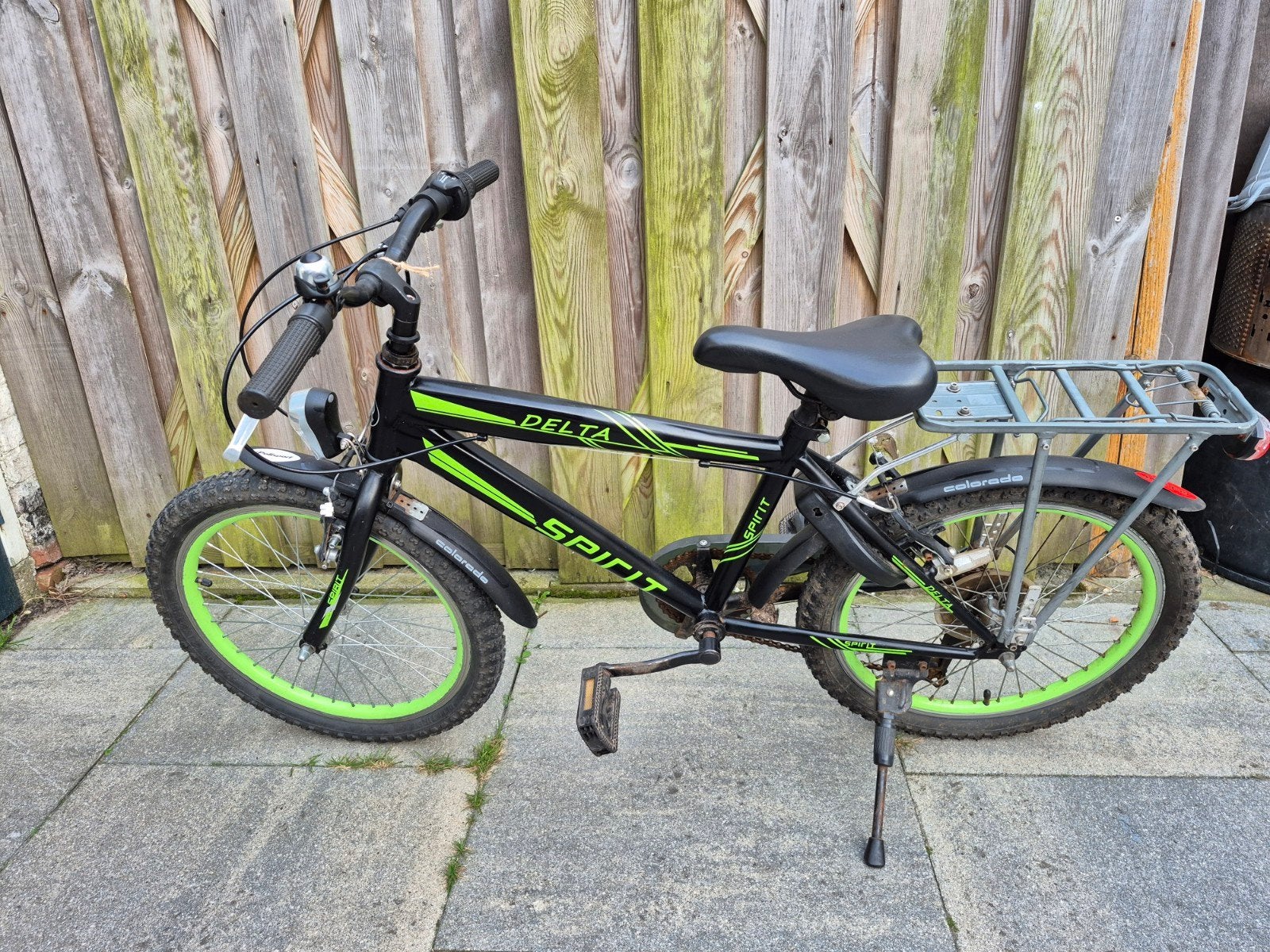 Spirit Delta kinderfiets 20 inch - Zwart/Groen, Gebruikt, Velgrem, Versnellingen, Minder dan 49 cm
