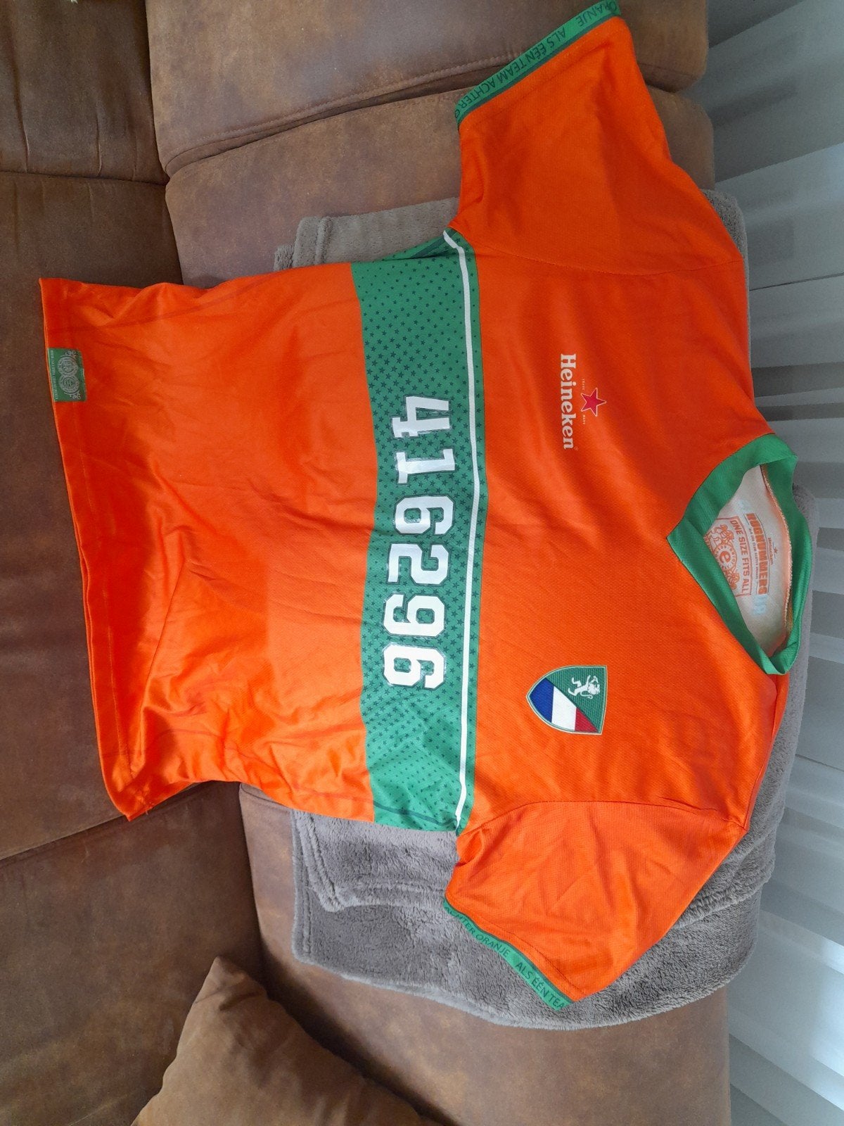 Heineken Rugnummers Oranje Shirt - One Size Fits All, Ophalen of Verzenden, Gedragen, Heineken, Overige maten