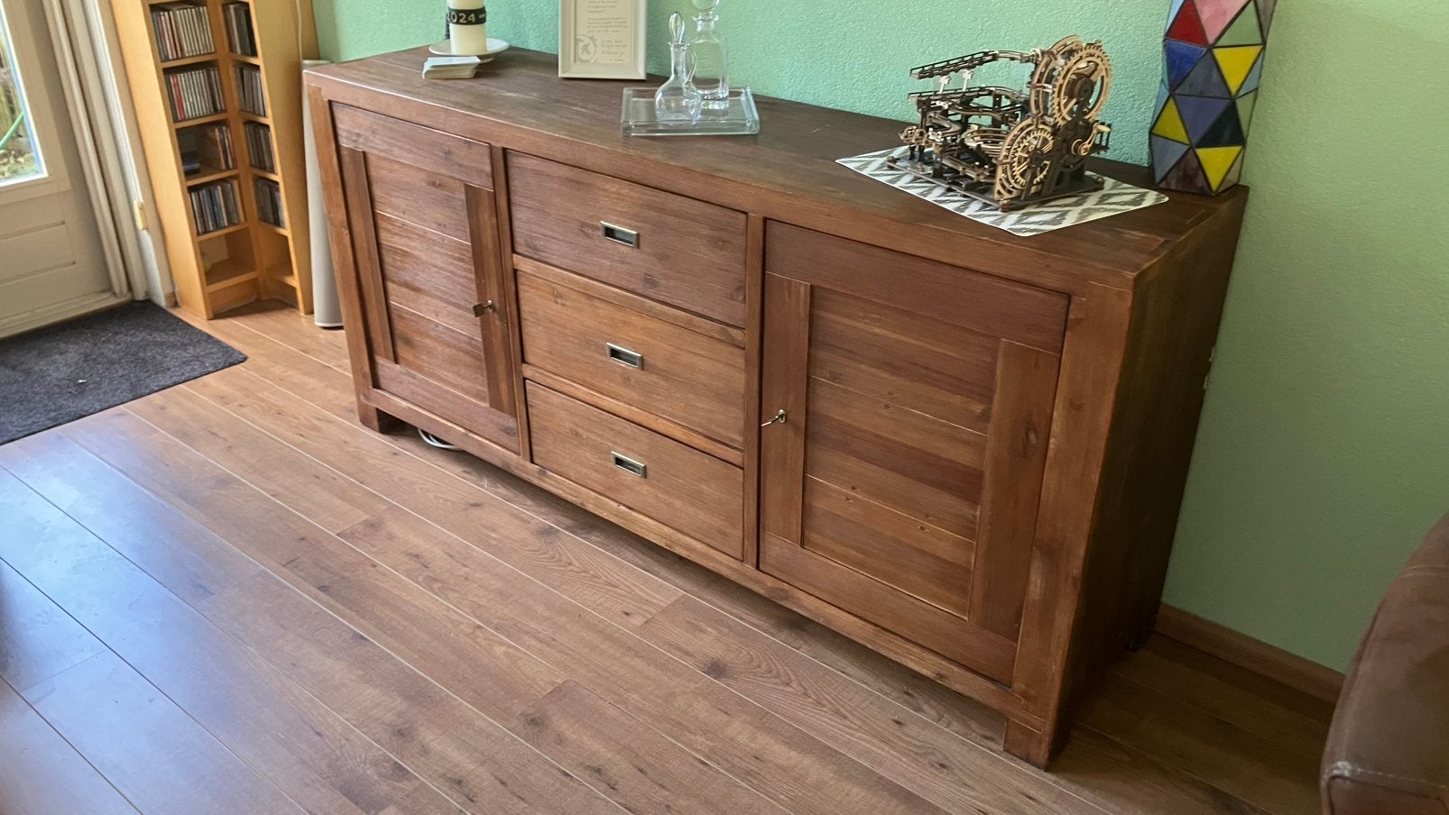 Eettafel 4 stoelen en dressoir, Ophalen, Gebruikt, 150 tot 200 cm, 25 tot 50 cm