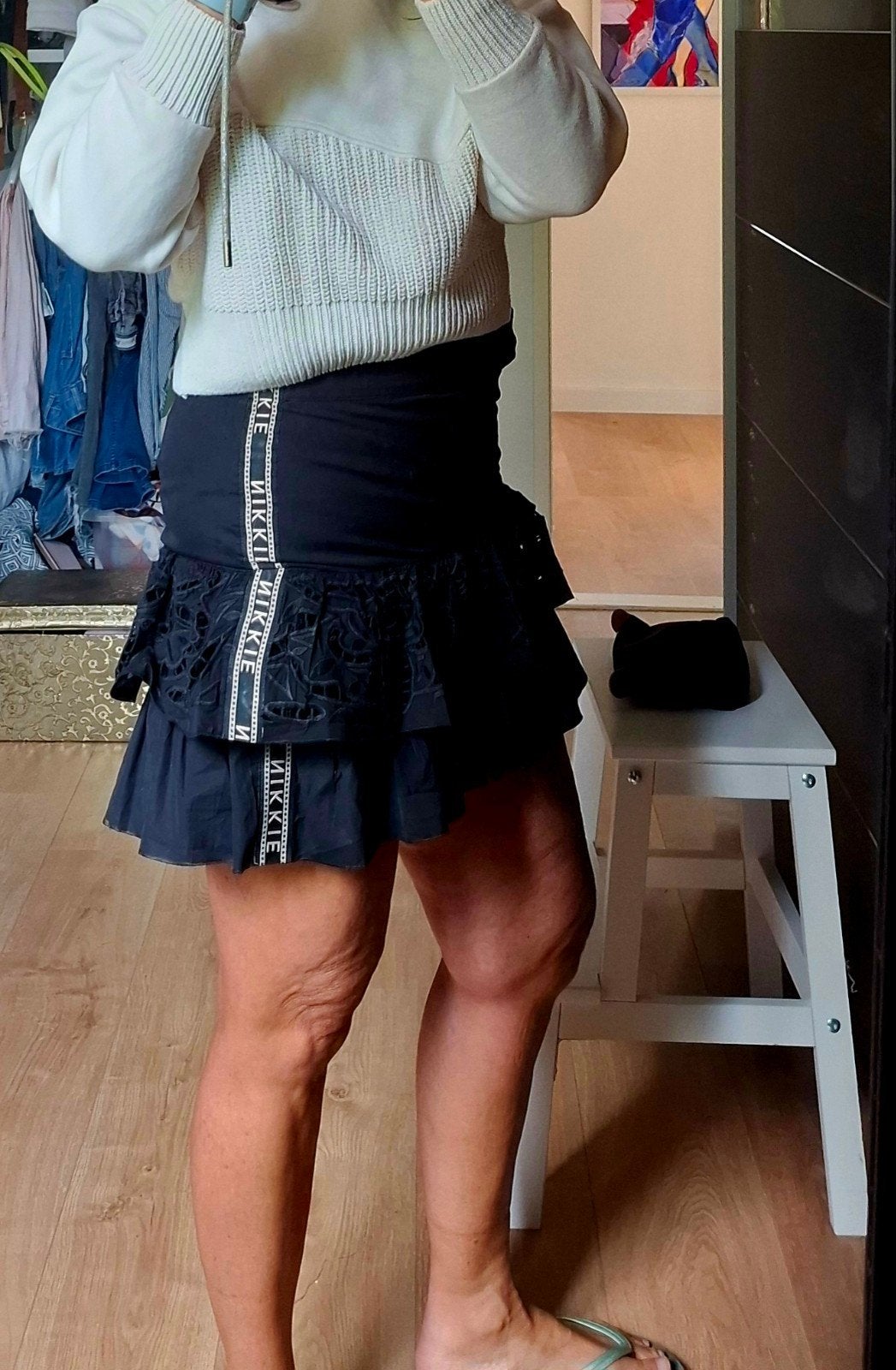 Zwarte Nikkie rok met ruches en logo band, Verzenden, Zwart, Zo goed als nieuw, Nikkie