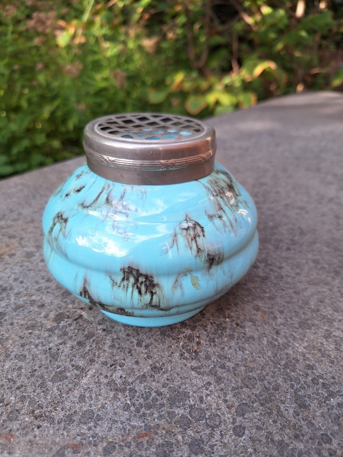 Vintage Belgische Art Deco bloemensteker met flambé glazuur, Antiek en Kunst, Ophalen of Verzenden
