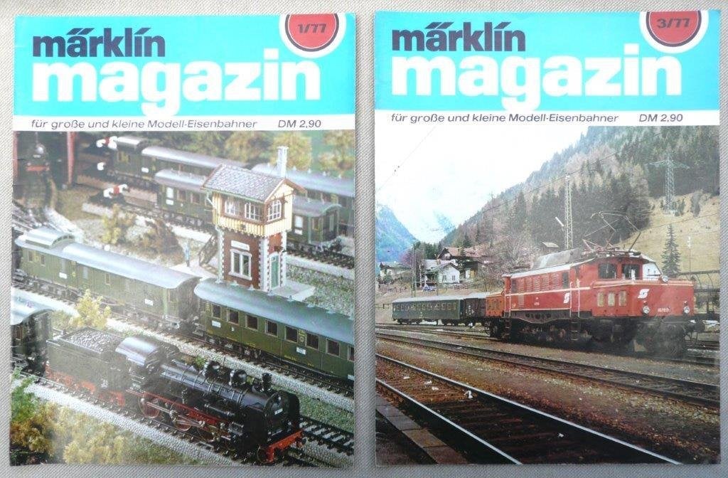 Märklin magazin 1/77 en 3/77. Duitse taal., Wisselstroom, Zo goed als nieuw, Märklin, Boek, Tijdschrift of Catalogus