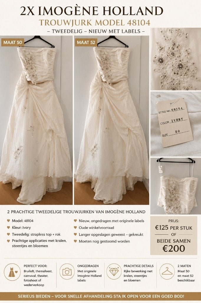 trouwjurk Imogène Holland – model 48104, Kleding | Dames, Trouwjurk, Wit, Nieuw, Ophalen of Verzenden