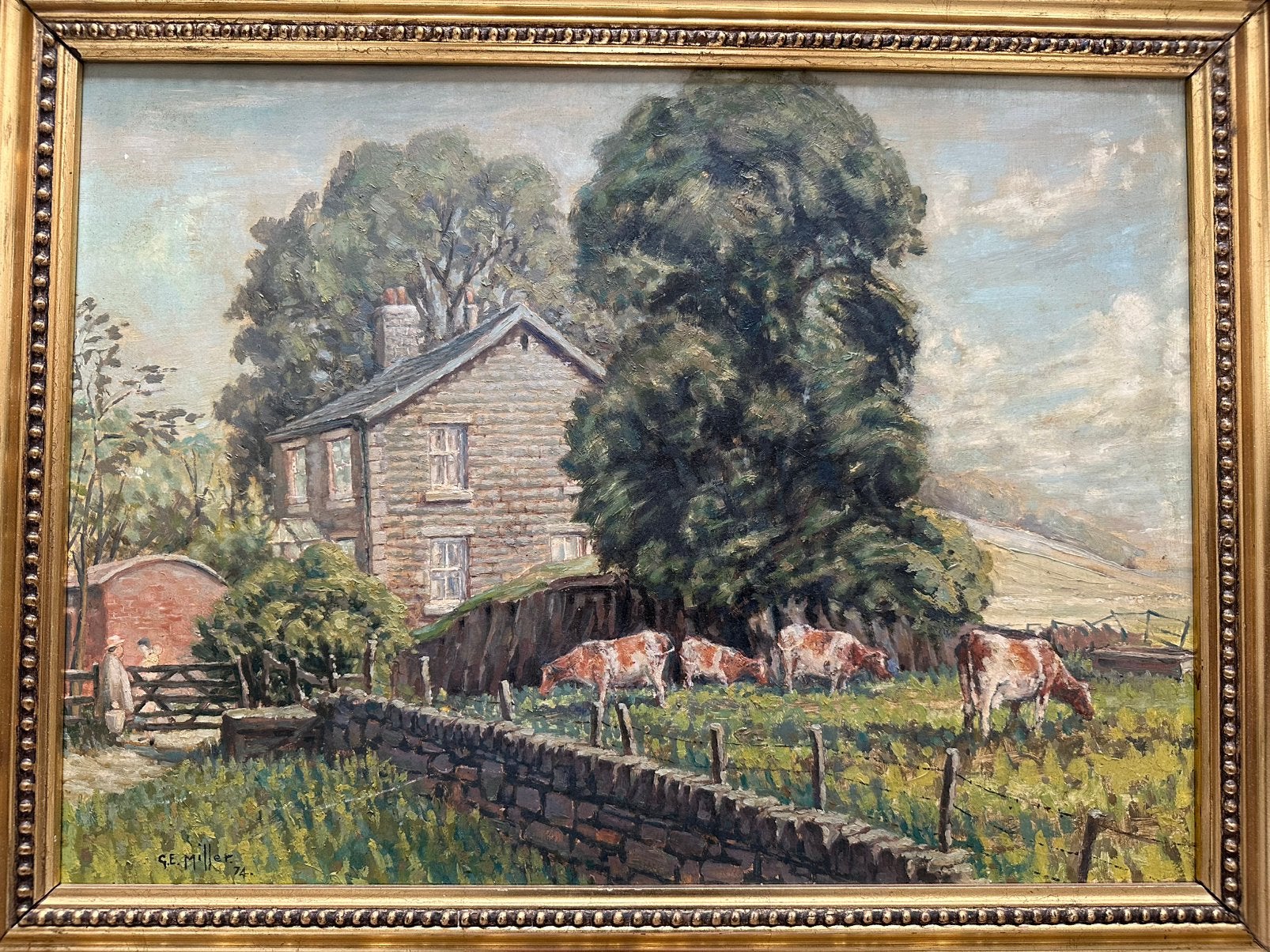 Schilderij van de engelse schilder G.E. Miller, prima staat, Antiek en Kunst, Kunst | Schilderijen | Klassiek, Ophalen, Doek, Realistisch