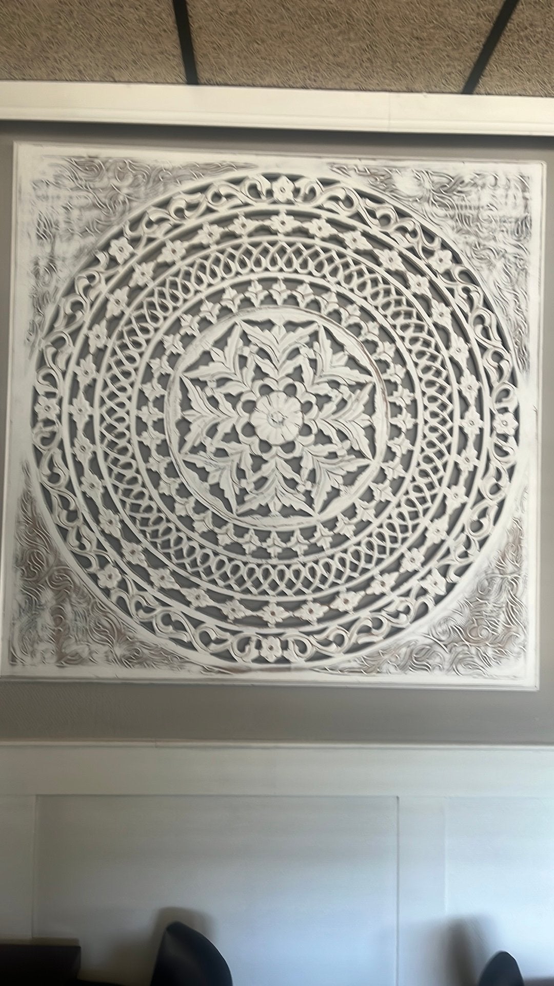 Prachtig wit houten wandpaneel met mandala patroon, Huis en Inrichting, Woonaccessoires | Wanddecoraties, Oosters, Hout, Ophalen of Verzenden